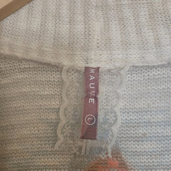 MAUVE Boho Fringe Kimono Cardigan L Southwest Aztec Print - Picture 3 of 4